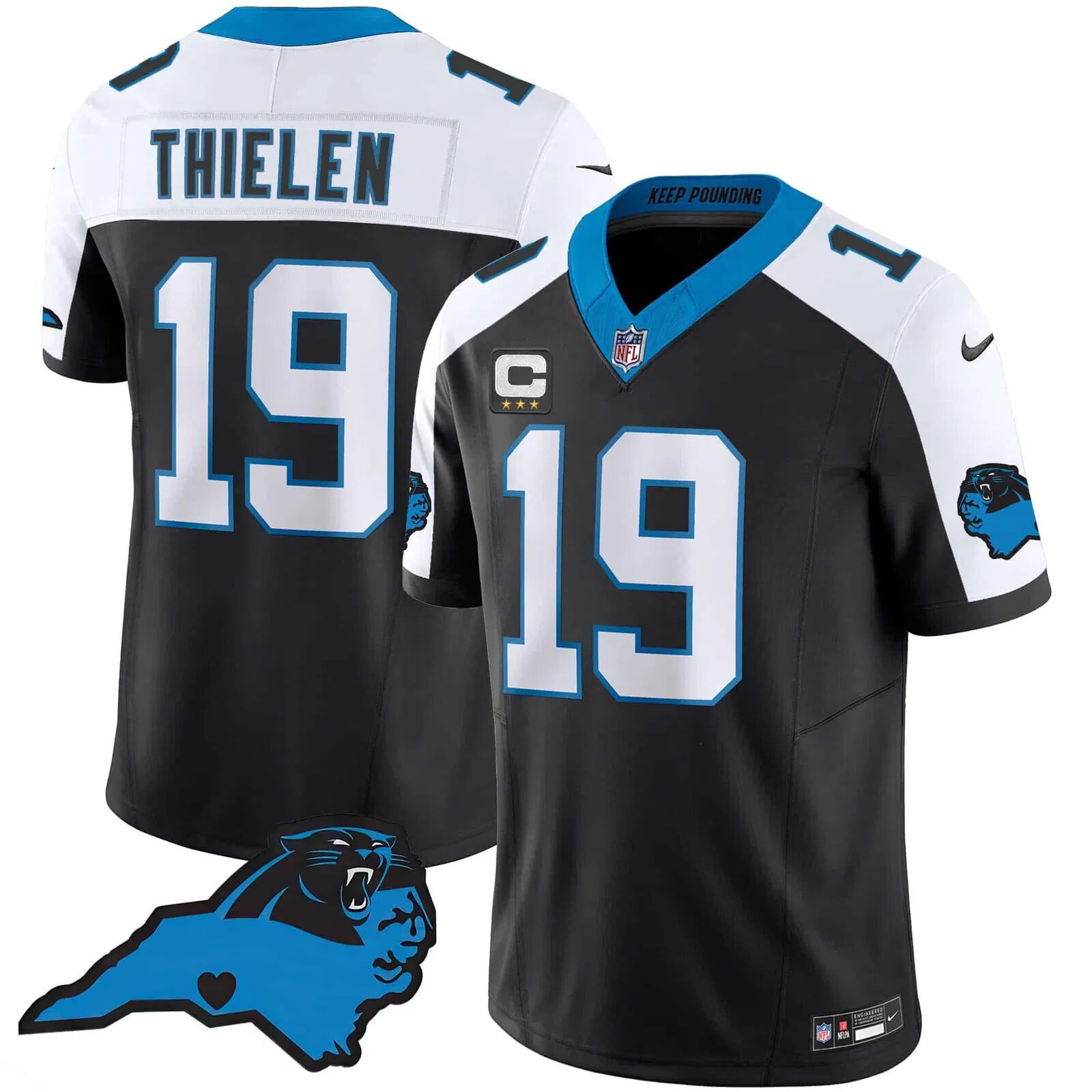 Men Carolina Panthers #19 Thielen Black 2024 Nike Vapor Limited NFL Jersey